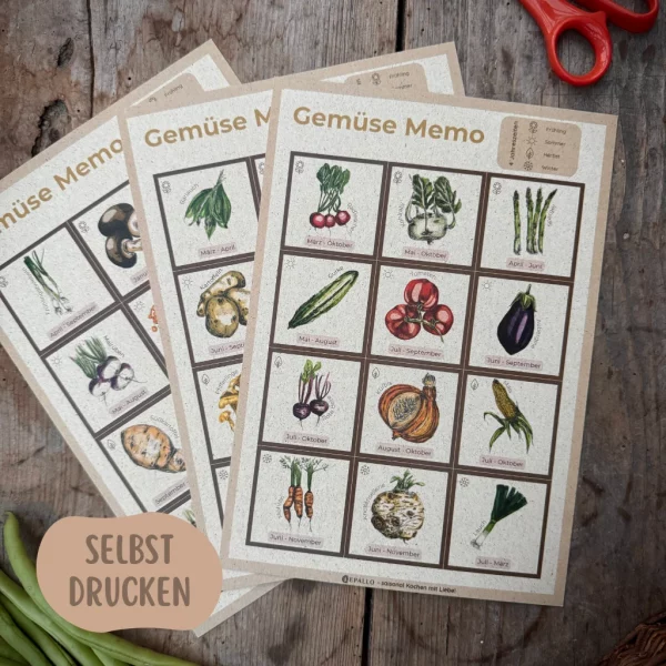 Gemüse Memo Spiel slebst drucken