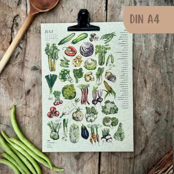 Saisonkalender Cepallo mit Gemuese aus Graspapier