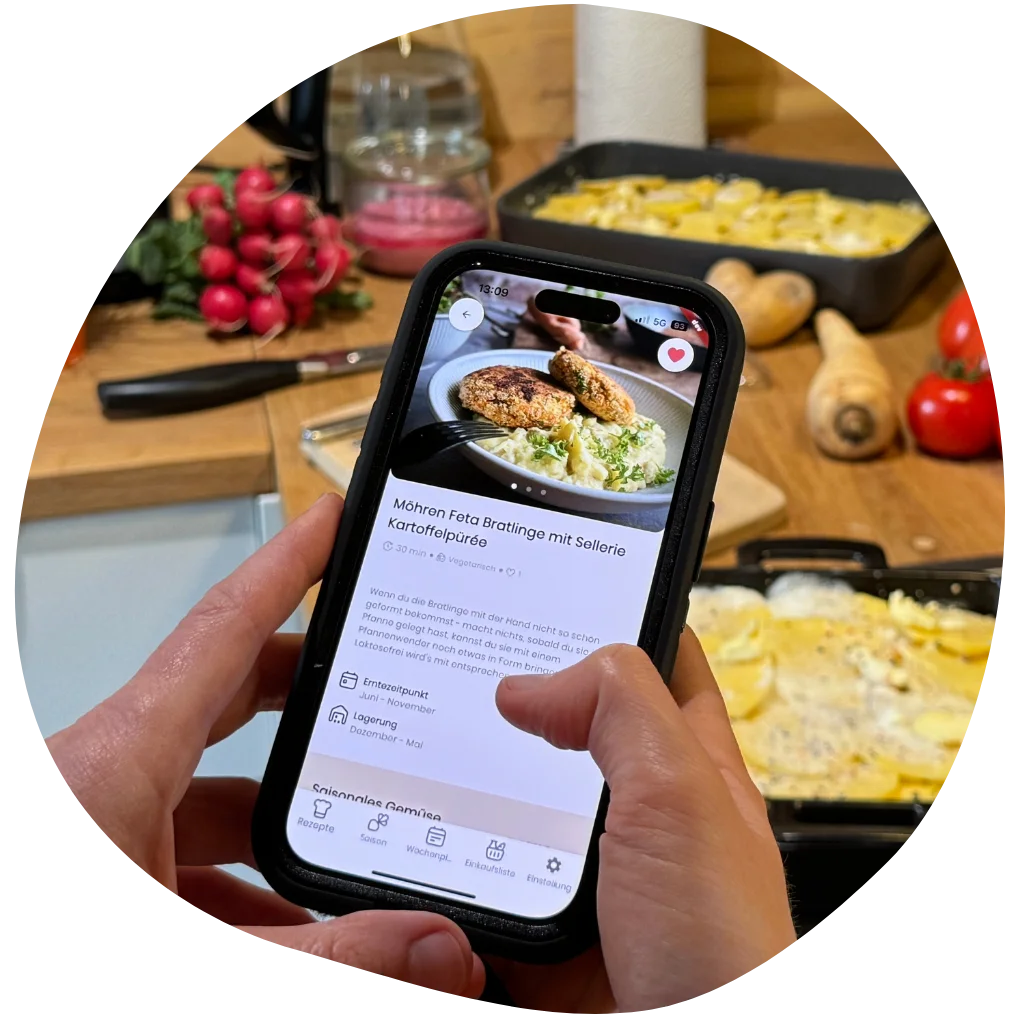 Möhren Feta Bratlinge in der saisonalen Kochapp Cepallo